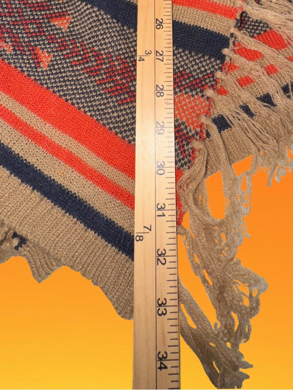 Anthropologie Flying Tomato Brown/Orange Lagenlook Open Drape Cardigan Fringe S - Picture 14 of 14